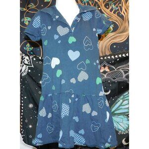 Old Navy Blue With Heart Print Kids Polo Dress